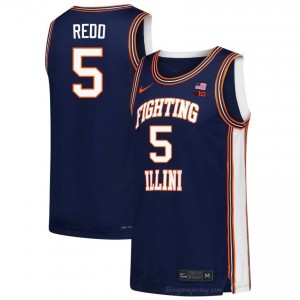 Authentic AJ Redd #5 Jersey - Illini Navy Mens College Hoops Gear 78465970