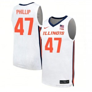 Andy Phillip #47 Fighting Illini White Mens Elite Basketball Jersey - Official On-Court Material 65424519
