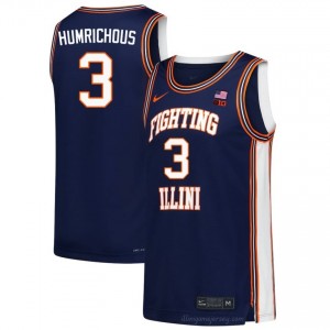 Authentic Ben Humrichous #3 Jersey - Illinois Fighting Illini Navy Mens College Hoops Gear 98723580