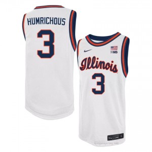 #3 Ben Humrichous Illini Basketball Throwback Jersey - White Mens High School Hoops Apparel 62218391
