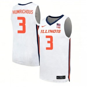 Ben Humrichous #3 Fighting Illini White Mens Elite Basketball Jersey - Official On-Court Material 63859540