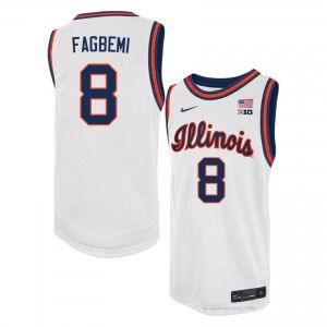 #8 Blake Fagbemi Illini Basketball Throwback Jersey - White Mens High School Hoops Apparel 74893322
