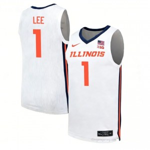 Brandon Lee #1 Illinois Fighting Illini White Mens Elite Basketball Jersey - Official On-Court Material 24840881