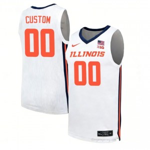 Custom #00 Illini White Mens Elite Basketball Jersey - Official On-Court Material 84051058