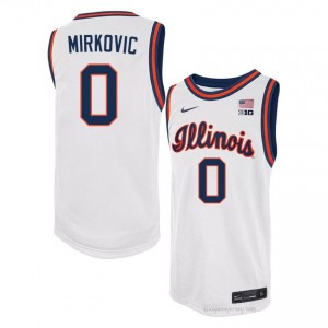 #0 David Mirkovic Illini Basketball Throwback Jersey - White Mens High School Hoops Apparel 51293987