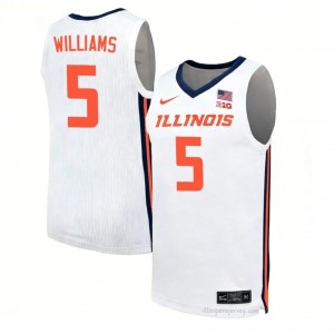 Deron Williams #5 Illini White Mens Elite Basketball Jersey - Official On-Court Material 28817417
