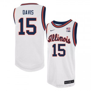 #15 Jake Davis Illini Basketball Throwback Jersey - White Mens High School Hoops Apparel 98376764