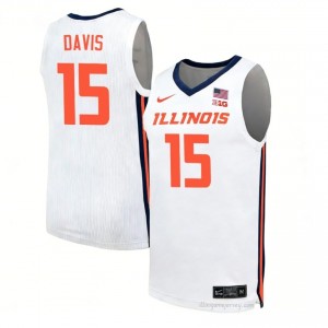 Jake Davis #15 Fighting Illini White Mens Elite Basketball Jersey - Official On-Court Material 31167969