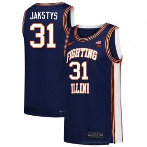 Authentic Jason Jakstys #31 Jersey - Illini Navy Mens College Hoops Gear 68715384