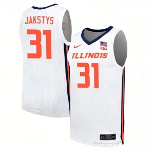 Jason Jakstys #31 Illinois Fighting Illini White Mens Elite Basketball Jersey - Official On-Court Material 78621030