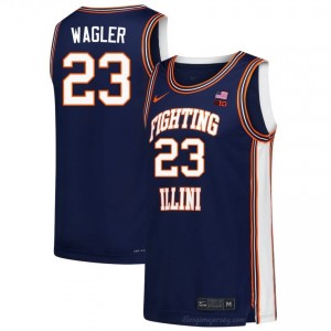 Authentic Keaton Wagler #23 Jersey - Fighting Illini Navy Mens College Hoops Gear 23094064