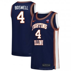 Authentic Kylan Boswell #4 Jersey - Illinois Navy Mens College Hoops Gear 51374324