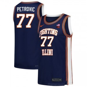 Authentic Mihailo Petrovic #77 Jersey - Fighting Illini Navy Mens College Hoops Gear 82743118