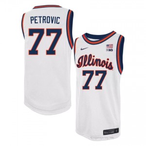 #77 Mihailo Petrovic Illinois Fighting Illini Basketball Throwback Jersey - White Mens High School Hoops Apparel 97273037