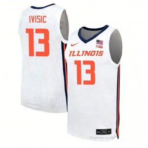 Tomislav Ivisic #13 Illinois White Mens Elite Basketball Jersey - Official On-Court Material 74967724
