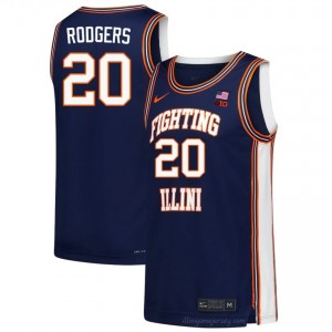 Authentic Ty Rodgers #20 Jersey - Illinois Navy Mens College Hoops Gear 63356066
