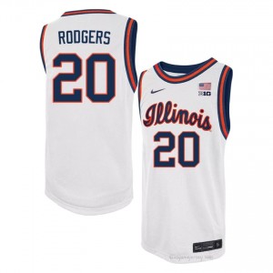 #20 Ty Rodgers Fighting Illini Basketball Throwback Jersey - White Mens High School Hoops Apparel 64378553