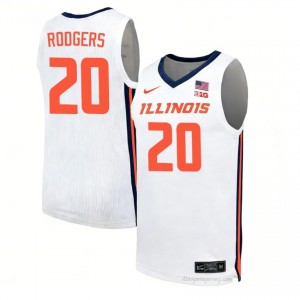 Ty Rodgers #20 Illini White Mens Elite Basketball Jersey - Official On-Court Material 44300940