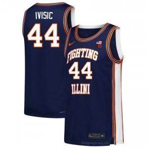 Authentic Zvonimir Ivisic #44 Jersey - Fighting Illini Navy Mens College Hoops Gear 20915216