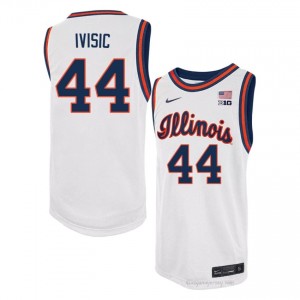 #44 Zvonimir Ivisic Illinois Fighting Illini Basketball Throwback Jersey - White Mens High School Hoops Apparel 22749978