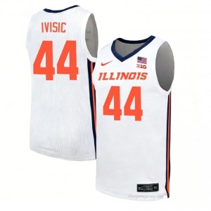 Zvonimir Ivisic #44 Illinois White Mens Elite Basketball Jersey - Official On-Court Material 66090189