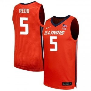 Official AJ Redd Fighting Illini Jersey - Orange #5 Mens Collegiate Basketball Gear 24688423