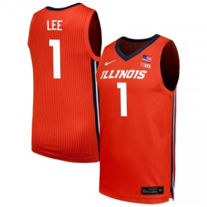 Official Brandon Lee Fighting Illini Jersey - Orange #1 Mens Collegiate Basketball Gear 93767901