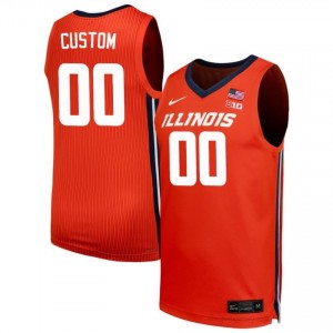 Official Custom Illinois Fighting Illini Jersey - Orange #00 Mens Collegiate Basketball Gear 17590656