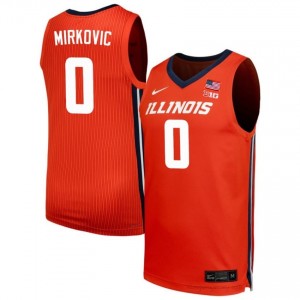 Official David Mirkovic Illinois Jersey - Orange #0 Mens Collegiate Basketball Gear 44074964