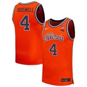 Illinois Kylan Boswell #4 Orange Hoops Throwback Jersey - Official Mens Basketball Collection 26013746