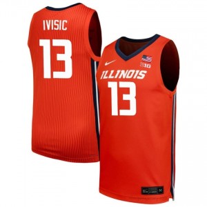 Official Tomislav Ivisic Illini Jersey - Orange #13 Mens Collegiate Basketball Gear 44793055