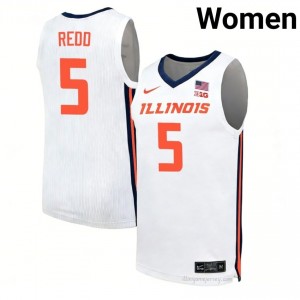 AJ Redd #5 Fighting Illini White Womens Elite Basketball Jersey - Official On-Court Material 51299481