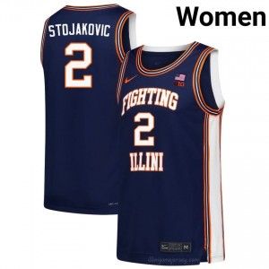 Authentic Andrej Stojakovic #2 Jersey - Illinois Fighting Illini Navy Womens College Hoops Gear 70387193