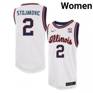 #2 Andrej Stojakovic Illini Basketball Throwback Jersey - White Womens High School Hoops Apparel 72887070