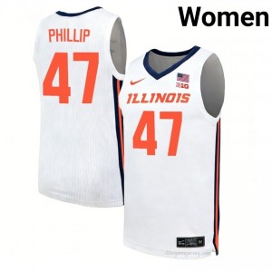 Andy Phillip #47 Illinois White Womens Elite Basketball Jersey - Official On-Court Material 79651676