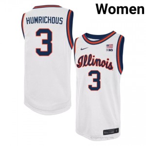 #3 Ben Humrichous Illinois Fighting Illini Basketball Throwback Jersey - White Womens High School Hoops Apparel 82482910
