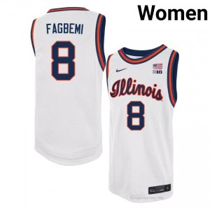#8 Blake Fagbemi Illinois Fighting Illini Basketball Throwback Jersey - White Womens High School Hoops Apparel 93000022