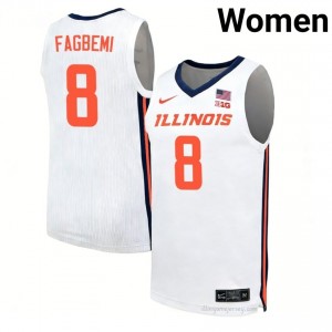 Blake Fagbemi #8 Illinois White Womens Elite Basketball Jersey - Official On-Court Material 68004811