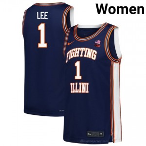 Authentic Brandon Lee #1 Jersey - Illinois Fighting Illini Navy Womens College Hoops Gear 31106102