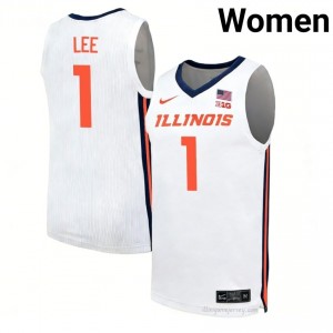 Brandon Lee #1 Fighting Illini White Womens Elite Basketball Jersey - Official On-Court Material 45732552