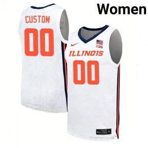 Custom #00 Illinois Fighting Illini White Womens Elite Basketball Jersey - Official On-Court Material 24268921