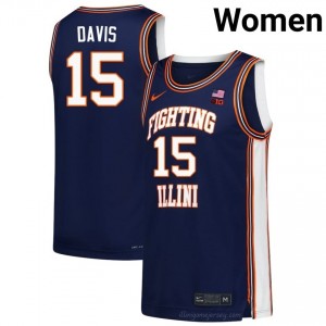 Authentic Jake Davis #15 Jersey - Fighting Illini Navy Womens College Hoops Gear 36214299