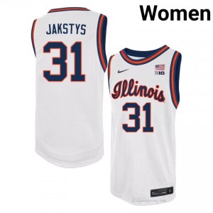 #31 Jason Jakstys Illini Basketball Throwback Jersey - White Womens High School Hoops Apparel 52641491