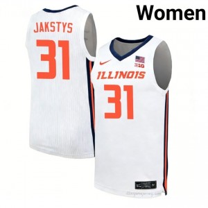 Jason Jakstys #31 Fighting Illini White Womens Elite Basketball Jersey - Official On-Court Material 78725824
