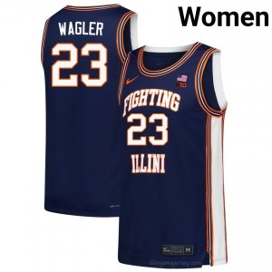 Authentic Keaton Wagler #23 Jersey - Illinois Navy Womens College Hoops Gear 22203994