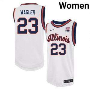 #23 Keaton Wagler Fighting Illini Basketball Throwback Jersey - White Womens High School Hoops Apparel 96436368