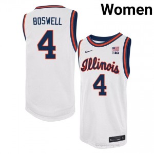 #4 Kylan Boswell Illinois Basketball Throwback Jersey - White Womens High School Hoops Apparel 31634952