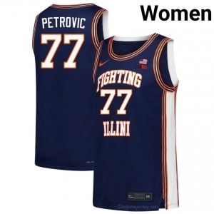 Authentic Mihailo Petrovic #77 Jersey - Illinois Navy Womens College Hoops Gear 11136899