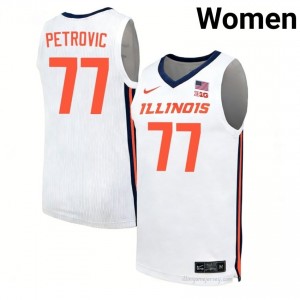 Mihailo Petrovic #77 Illini White Womens Elite Basketball Jersey - Official On-Court Material 52488834