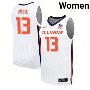 Tomislav Ivisic #13 Illini White Womens Elite Basketball Jersey - Official On-Court Material 21885324